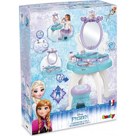 Smoby - La Reine des Neiges Coiffeuse 2 en 1 et 10 Accessoires