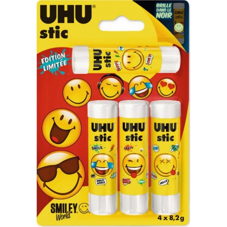 UHU STIC BLANC 4x8.2G SMILEY