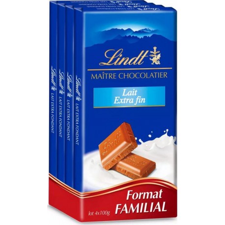 LINDT CHOCOLAT NATURE Lait Extra fin 400g