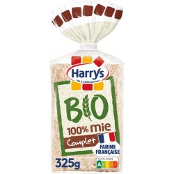 Harrys Pain de mie Bio 100% mie Complet sans croûte 325g