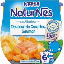 Nestlé Naturnes Les Sélections Douceur de Carottes Saumon (dès 6 mois) par 2 pots de 200g (lot de 6 soit 12 pots)