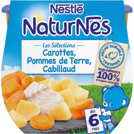 Nestlé Naturnes Les Sélections Carottes Pommes de Terre Cabillaud (dès 6 mois) par 2 pots de 200g (lot de 6 soit 12 pots)