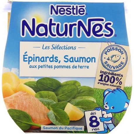 Nestlé Naturnes Les Sélections Épinards Saumon aux Petites Pommes de Terre (dès 8 mois) par 2 pots de 200g (lot de 6 soit 12 pot
