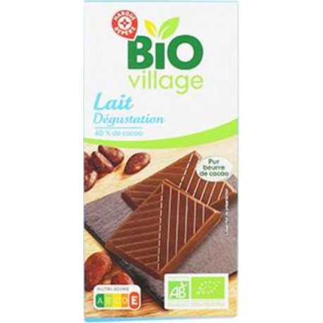 Bio Village Tablette Chocolat au Lait 40% Cacao BIO 100g (lot de 2)