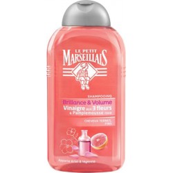 Le Petit Marseillais Shampooing Brillance & Volume Vinaigre aux 3 Fleurs & Pamplemousse Rose 250ml (lot de 4)