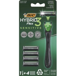 BIC RAS HYBRID FLEX3 SENSITIVE rasoir + 4 recharges lames