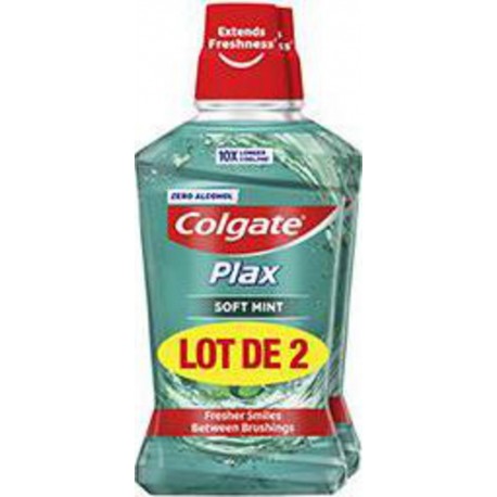 Colgate Bain de bouche Plax Softmint 24h 2x500ml x2 flacons 500ml