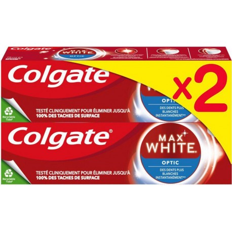 Colgate Dentifrice blancheur Max White Optic 2x75ml x2 x 75ml - 150ml