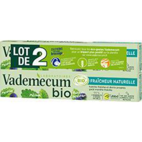 Vademecum Dentifrice bio Fraîcheur naturelle 2x75ml x2 tubes 75ml