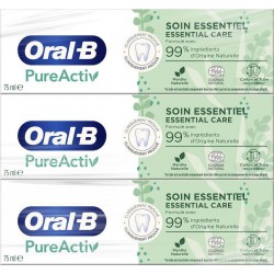 Oral-B Dentifrice Pure activ soin essentiel 3 x 75ml lots 3 tubes 225ml - 675ml