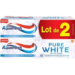 Aquafresh Dentifrice pure White Menthe givrée x2 75ml x2 tubes x 75ml - 150ml