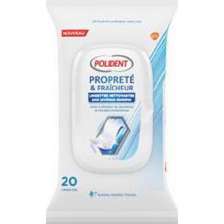 POLIDENT LING.PROP.FRAICH X20 paquet 20 lingettes