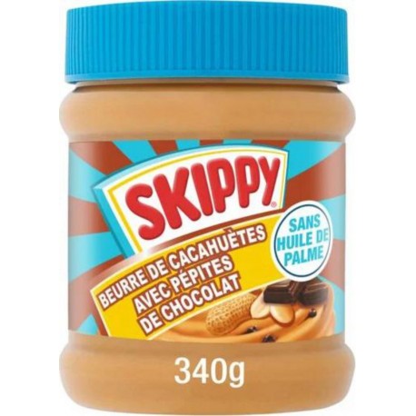 SKIPPY PATE D'ARACHIDE  CACAHUETE avec pépites de chocolat 340g