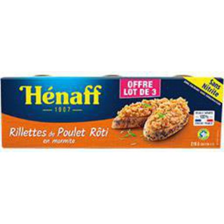 Henaff Rillettes poulet rôti 3x72g x3 boîtes 72g 216g