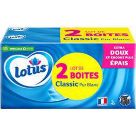 LOTUS MCHR BTE PUR BLANC 2X80 x2 boîtes 80 mouchoirs