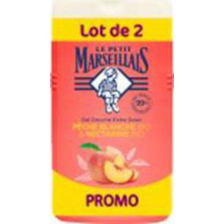 Le Petit Marseillais Gel douche Pêche blanche Nectarine 2x250ml x2 flacons 250ml