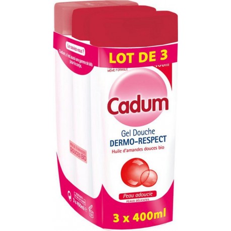 Cadum Gel douche Dermo-respect et surdoux talc 3x400ml x3 flacons 400ml - 1200ml