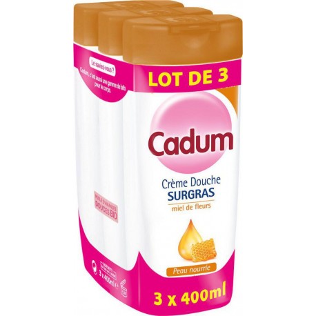 Cadum Crème douche surgras miel de fleurs 3x400ml x3 flacons 400ml