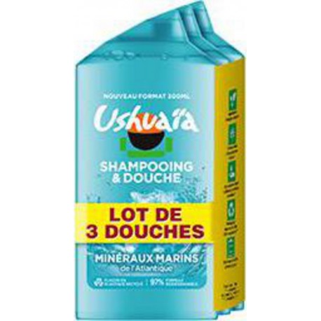 Shampooing douche Ushuaia Mineraux marins 3x300ml x3 flacons 300ml - 900ml