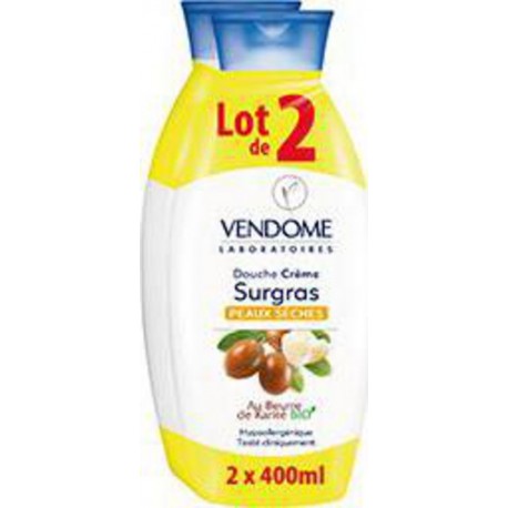 Vendome Gel douche surgras karité 2x400ml x2 flacons 400ml