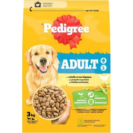 Pedigree Adulte Croquettes Chiens Volaille Légumes 3Kg (lot de 2)