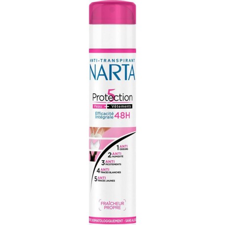 Narta Spray Anti-Transpirant Efficacité 48h Fraîcheur Propre 200ml (lot de 4)