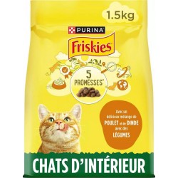 Friskies Croquettes Chats d'Intérieur Poulet Dinde Légumes 1,5Kg