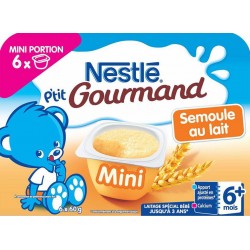 Nestlé P’tit Gourmand Mini Semoule au Lait (+ 6 mois) par 6 pots de 60g (lot de 8 soit 48 pots)