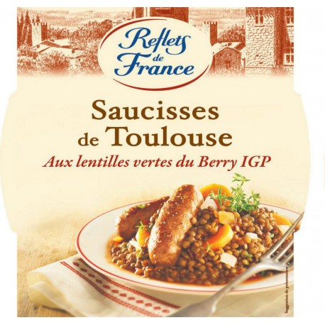 Reflets De France Plat cuisiné Saucisses Toulouse aux Lentilles vertes du Berry IGP 300g