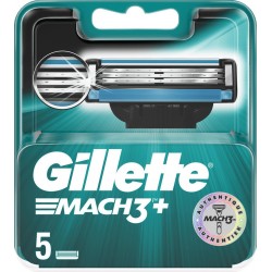 Gillette Mach3+ Lames de Rasoir Authentiques pour Homme 5 Recharges (lot de 3 soit 15 recharges) boîte 5 lames
