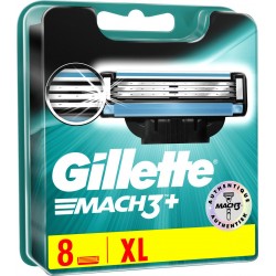 Gillette Mach3+ Lames de Rasoir Authentiques pour Homme 8 Recharges XL