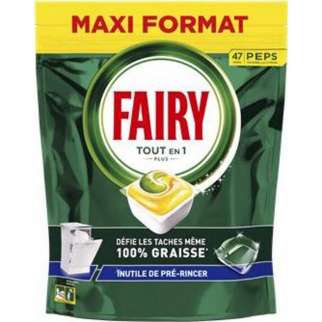 Fairy Capsules pour lave-vaisselle Tout-en-1 Plus PEPS Citron x47 (lot de 2 soit 94 capsules)