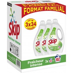 Skip Lessive liquide Fraicheur Intense 3x1.7L soit 102 lavages 5.1L