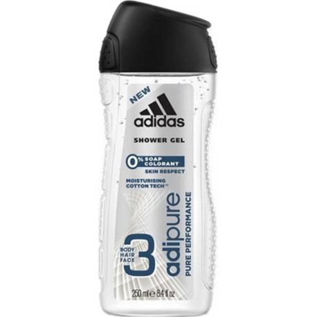 Adidas Shower Gel Adipure Pure Performance 3 en 1 Body Hair Face 250ml (lot de 6)