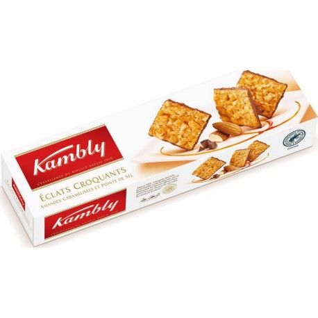 KAMBLY Biscuits éclats croquants chocolat au lait et amandes caramélisés 90g