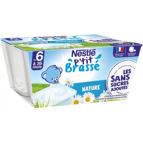 NESTLE P’TIT BRASSE SANS SUCRES AJOUTES NATURE 4X90g 360g