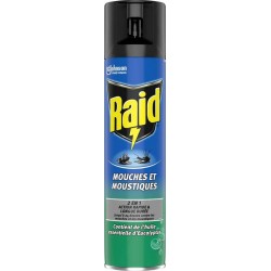 RAID 2 EN 1 INSECTICIDE EUCALYPTUS MOUCHES ET MOUSTIQUES 400ml