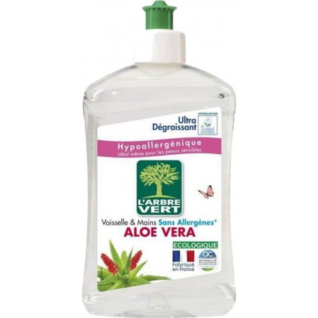 L'Arbre Vert L’Arbre Vert Vaisselle & Mains Hypoallergénique à l’Aloe Vera Ultra Dégraissant 500ml (lot de 8)