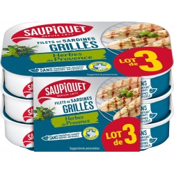 Saupiquet Filets de Sardines grillés aux Herbes de Provence 3x70g 210g