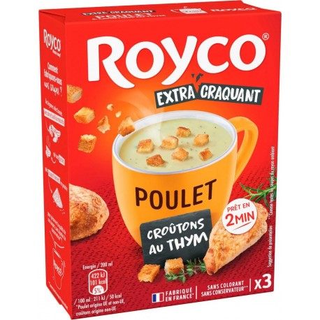 Royco Soupe déshydratée Poulet & Croûtons Thym 3x20cl 60cl