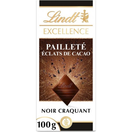 LINDT EXCELLENCE Chocolat Noir éclats de Cacao 100g