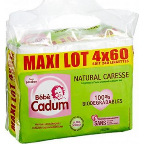 CADUM BEBE NATURAL CARESSE LINGETTE BEBE 4x60 x240