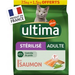 ULTIMA Croquettes au Saumon pour Chat Adulte Stérilisé 9Kg