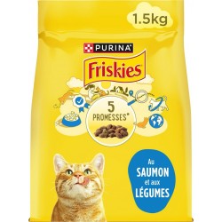 PURINA Croquettes pour chat Adulte au saumon et aux légumes Friskies 1,5Kg