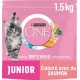 PURINA Croquettes pour chat junior de 1 à 12 mois au saumon 1,5Kg