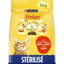 FRISKIES Croquettes pour chat stérilisé au bœuf et légumes 3Kg