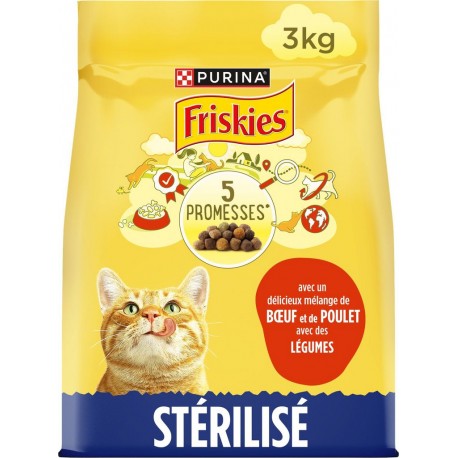 FRISKIES Croquettes pour chat stérilisé au bœuf et légumes 3Kg