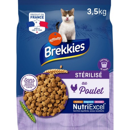 BREKKIES Croquettes pour chat stérilisé au poulet EXCEL 3,5Kg