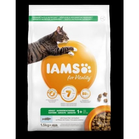 NC Iams Vitality Croquettes Poissons De Locean Pour Chats Adultes S