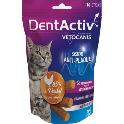 VETOCANIS Friandise dentaire pour chat 85% de poulet 10 sticks